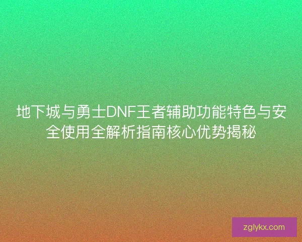地下城与勇士DNF王者辅助功能特色与安全使用全解析指南核心优势揭秘