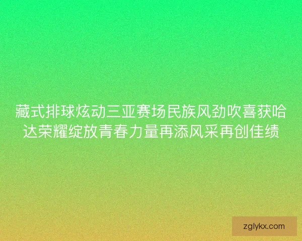 藏式排球炫动三亚赛场民族风劲吹喜获哈达荣耀绽放青春力量再添风采再创佳绩